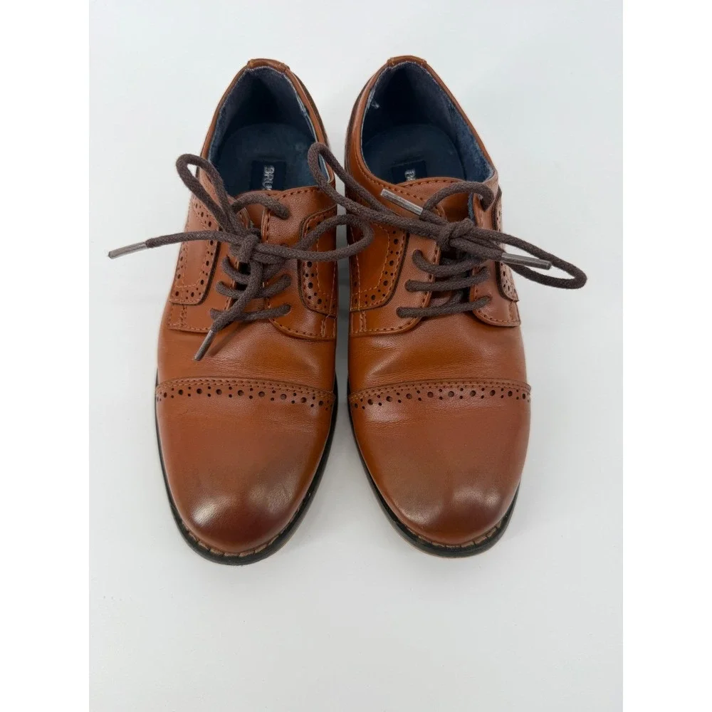 Bruno Marc Boys Prince_K1 Tan Brown‎ Toddler Brogue Oxford Dress Shoes Size 12